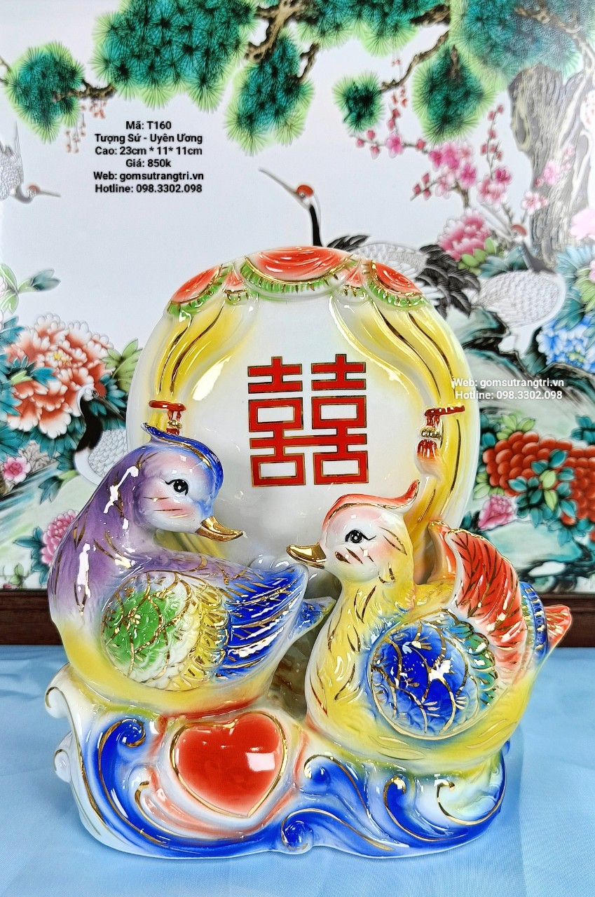 tượng sứ, tượng chim uyên ương, tượng decor, tượng về tình yêu, tượng trang trí nhà cửa